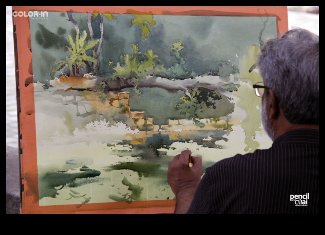 المياه المعبرة: التقاط الجوهر بألوان سائلة