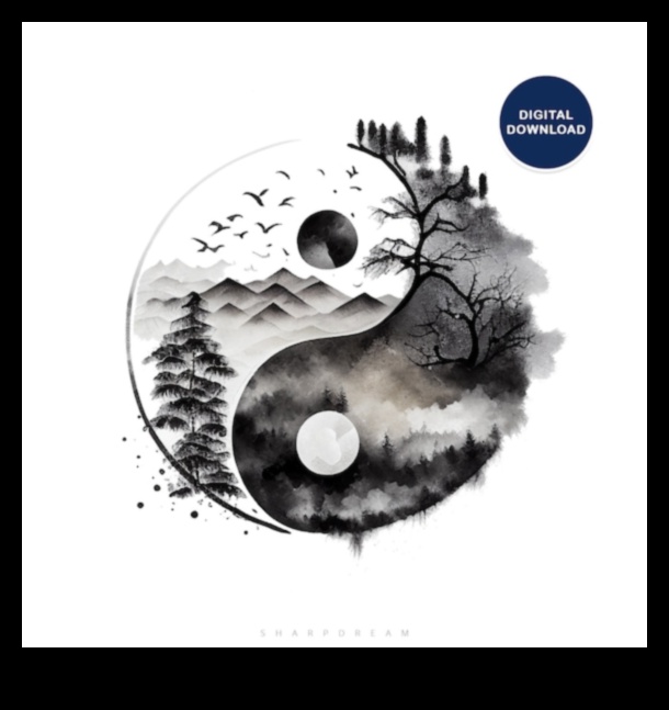 يين ويانغ للرسم بالأبيض والأسود 4 رسم الانسجام: تحقيق التوازن والوحدة باللونين الأبيض والأسود