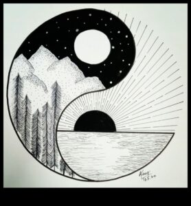 رسم الانسجام: تحقيق التوازن والوحدة باللونين الأبيض والأسود