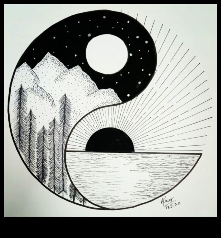 رسم الانسجام: تحقيق التوازن والوحدة باللونين الأبيض والأسود